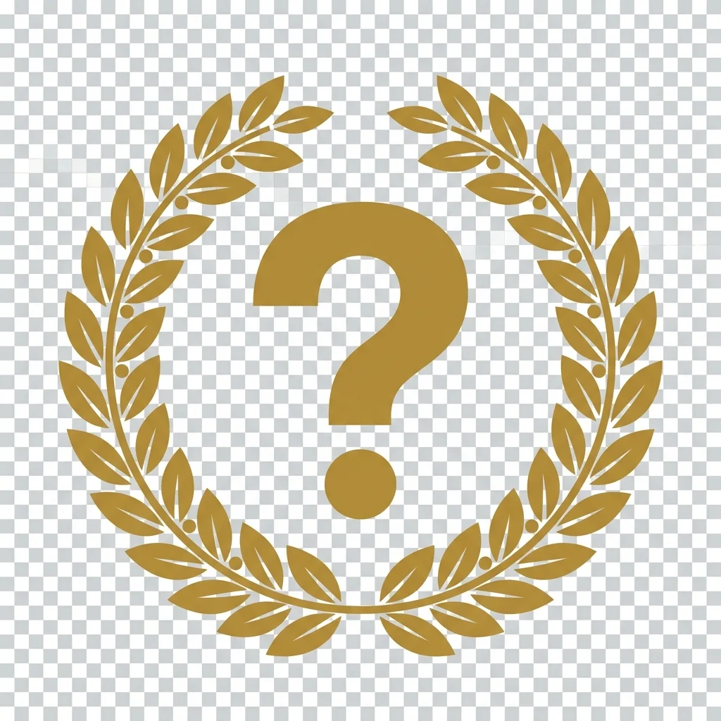 FAQ glyph — question mark in laurel wreath